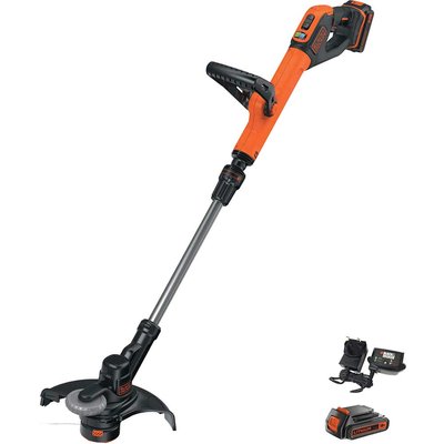 Black and Decker STC1820PC 18v Cordless Telescopic Grass Trimmer and Edger 280mm 2 x 2ah Li-ion Battery Charger