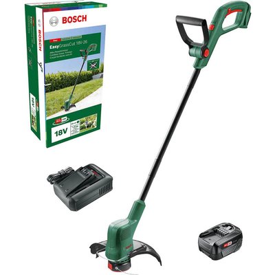 Bosch EASYGRASSCUT 18V-26 P4A 18v Cordless Grass Trimmer and Edger 260mm 1 x 4ah Li-ion Battery Charger