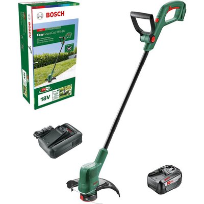 Bosch EASYGRASSCUT 18V-26 P4A 18v Cordless Grass Trimmer and Edger 260mm 1 x 6ah Li-ion Battery Charger