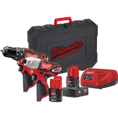 Milwaukee M12 BPP2B 12v Cordless Combi Drill and Impact Driver Kit