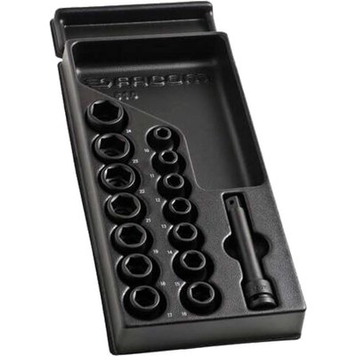 Facom 15 Piece 1/2" Drive Hexagon Impact Socket Set Metric in Module Tray 1/2"