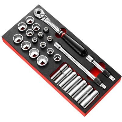 Facom 25 Piece 1/2" Drive Socket Set Imperial in Module Tray 1/2"