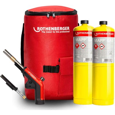 Rothenberger SuperFire PRO Gas Blow Torch 2 Bottles Mapp Gas & Hot Bag