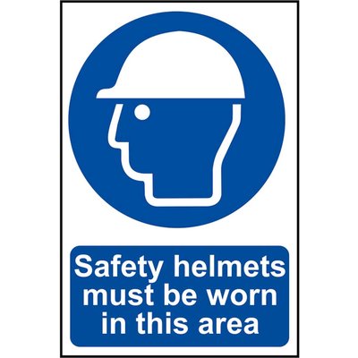 Scan Safety Helmets Must Be Worn In This Area Sign