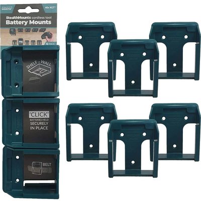 Stealth Mounts 6 Pack Battery Mounts for Makita 40V XGT Batteries
