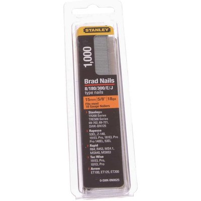 Stanley 18 Gauge Brad Nails 15mm Pack of 1000