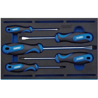 Draper 5 Piece Soft Grip Screwdriver Set In Eva Insert Tray
