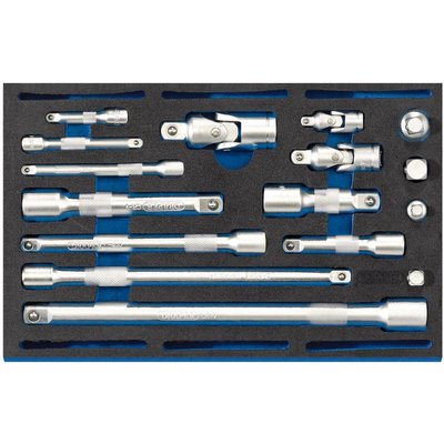 Draper 16 Piece Extension Universal Joint Socket Convertor Set in Eva Insert Tray 1/4"