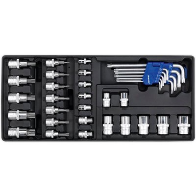 Sealey 35 Piece Torx Key, Socket Bit and Combination Drive Socket Set in Module Tray Combination