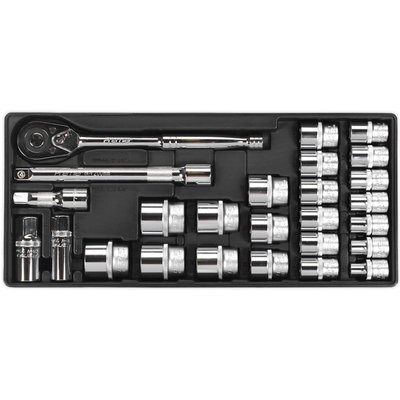 Sealey 26 Piece 1/2" Drive Socket Set Metric in Module Tray 1/2"