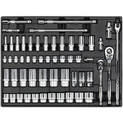 Sealey 55 Piece Combination Drive Socket Set in Module Tray Combination