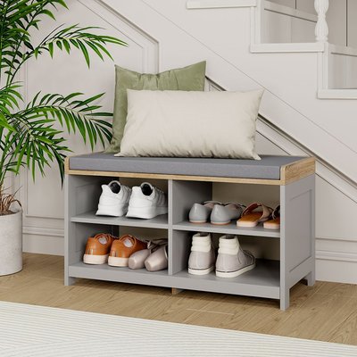 Ash Hall Shoe Storage Bench - Grey