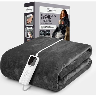 Grey Heated Throw Blanket