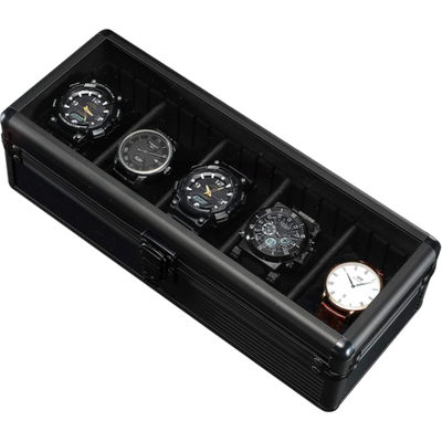 Aluminium Watch Box Black - 5 Watches