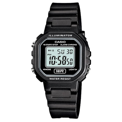 Casio LA-20WH-1ADF Women's Digital Chronograph Square Sports Watch - Black