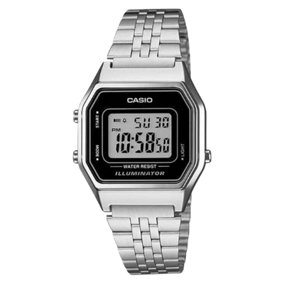 Casio Vintage LA-680WA-1DF Classic Digital Women's Watch - Silver Stainless Steel
