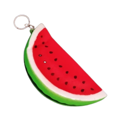 Squishy Watermelon Slice Stress Relief Squeeze Toy With Keychain - 14 × 14 cm