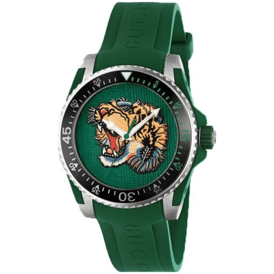 Gucci YA136316 Dive Tiger Green Dial Men's Watch