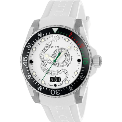 Gucci YA136330 Dive Snake Motif White Dial Men's Watch