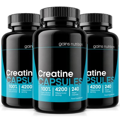 Creatine Monohydrate Capsules | 4200mg Per Serving | 3 Pack Bundle