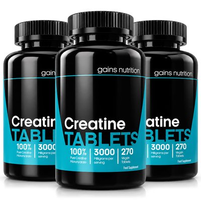 Creatine Monohydrate Tablets | 3000mg Per Serving | 3 Pack Bundle