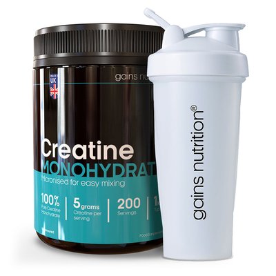 Creatine Monohydrate Powder Tub | 1KG + 600ml Shaker White