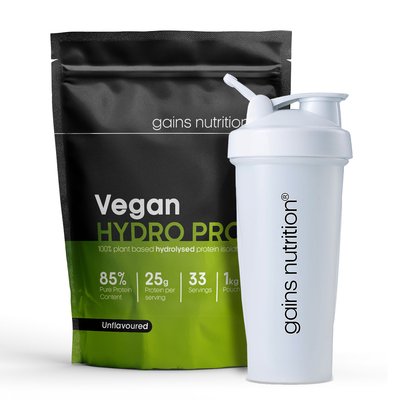 Vegan Hydro Pro Hydrolysed Protein | 1KG | + 600ml Shaker White