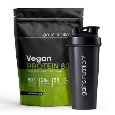 Vegan Protein 80 | 1KG Pouch | + 600ml Shaker Black