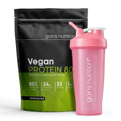 Vegan Protein 80 | 1KG Pouch | + 600ml Shaker Pink