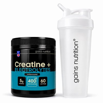 Creatine + Electrolytes Powder + 600ml Shaker White