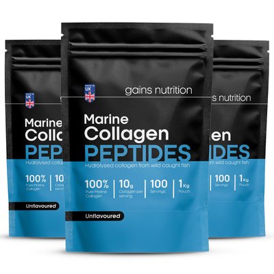 Marine Collagen Peptides Powder | 1KG | Unflavoured | 3 Pack Bundle