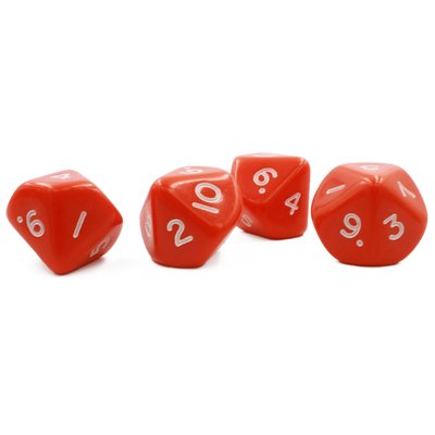 Opaque Orange D10 Dice | Set of 4