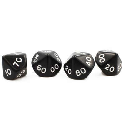 Opaque Black D100 Dice | Set of 4