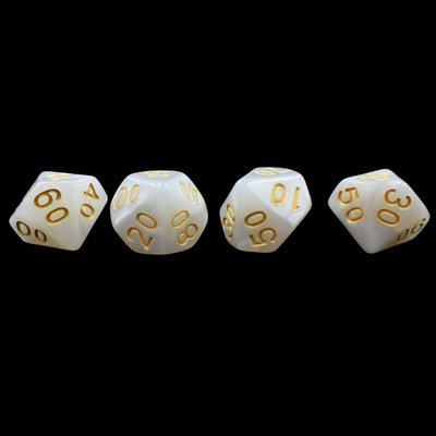 Opaque Pearl D100 Dice | Set of 4