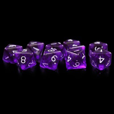 Mini Translucent Purple D8 Dice | Set of 10