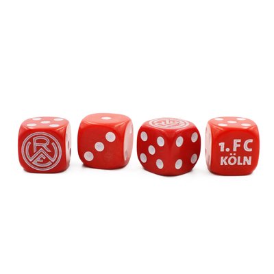 Opaque Red Team D6 with white dots | Set of 4