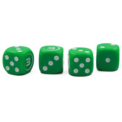 Opaque Green - Symbol D6 with white dots | Set of 4