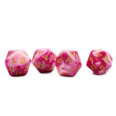 Opaque Candy Crush D20 with gold numbering | Set of 4