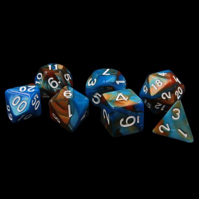 Pearlescent Copper & Teal Polyhedral Dice | Set Of 7