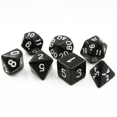 Black Polyhedral Dice | Set Of 7