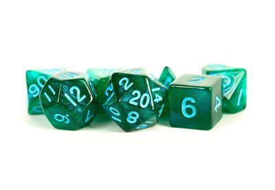 Stardust Acrylic Polyhedral Dice Set | Green & Blue