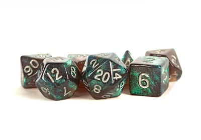 Stardust Acrylic Polyhedral Dice Set | Grey & Silver