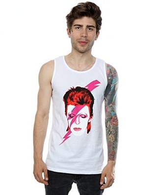David Bowie Men's Aladdin Sane Lightning Bolt Vest X-Large White