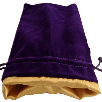 4" x 6" Satin-lined Velvet Dice Bag | Purple & Gold
