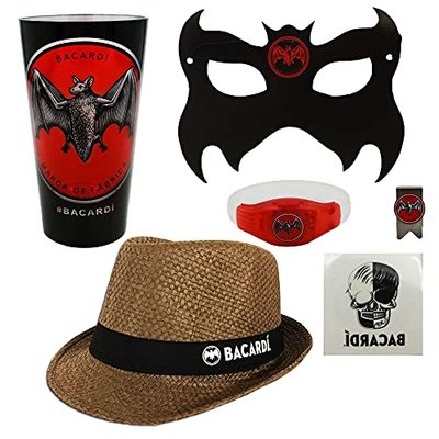 Ultimate Bacardi Bundle UK - Straw Hat, LED bracelet, clip, mask, LED Beaker & T