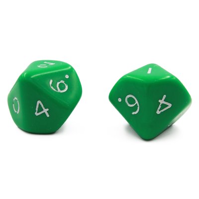 Oversized Opaque Green D10 Dice | Set of 2