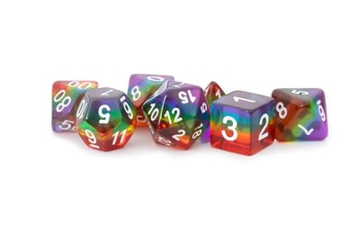 16mm Resin Polyhedral Set | Translucent Rainbow