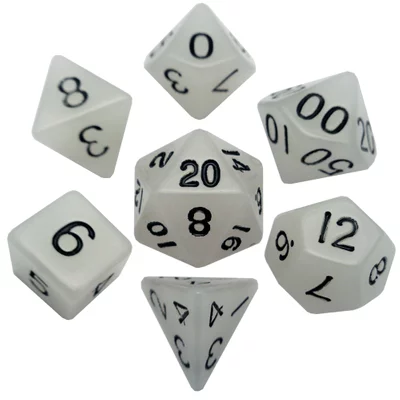 16mm Glow in the Dark Acrylic Dice Set | Clear