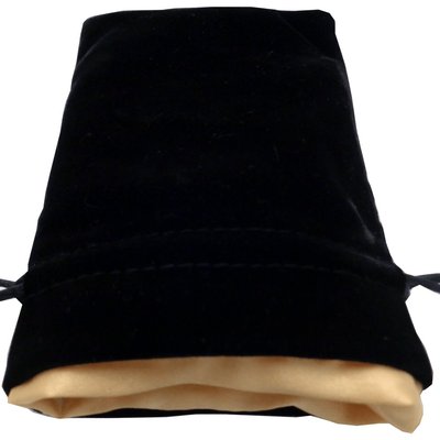 4" x 6" Satin-lined Velvet Dice Bag | Black & Gold