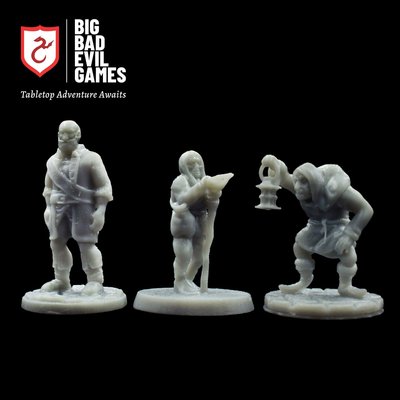 Town Commoners Set 1 Miniatures | Old patron, Village Beggar, Hunch Back Tabletop Minis Set for D&D and other RPGs